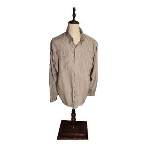 Habit Men's XXL Long Sleeve Button Down Gray Fishing Shirt